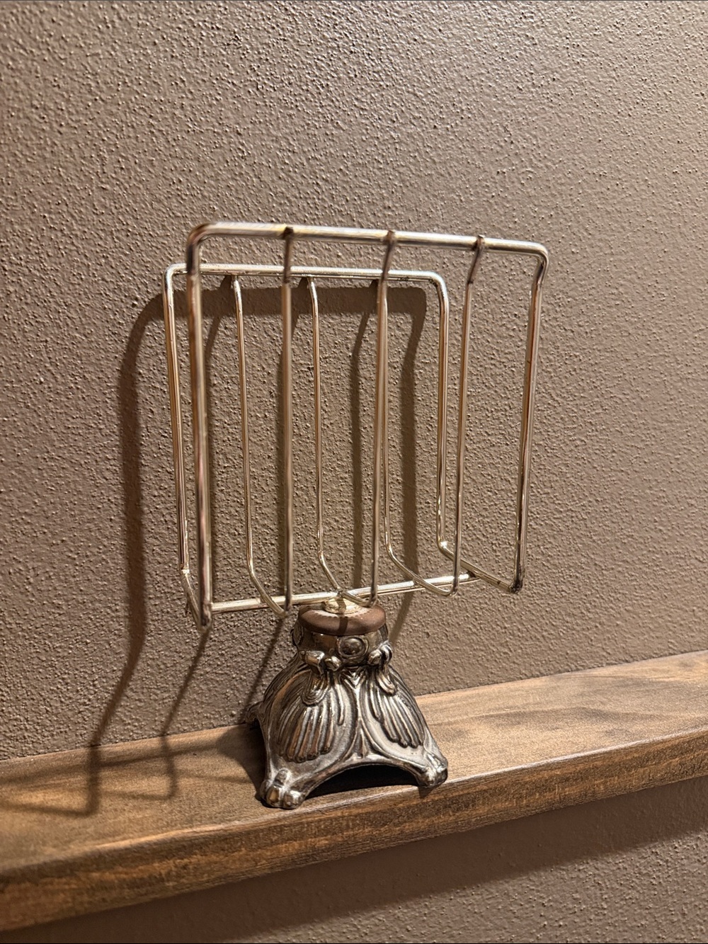 Vintage Antique Silver Metal Letter Napkin Holder